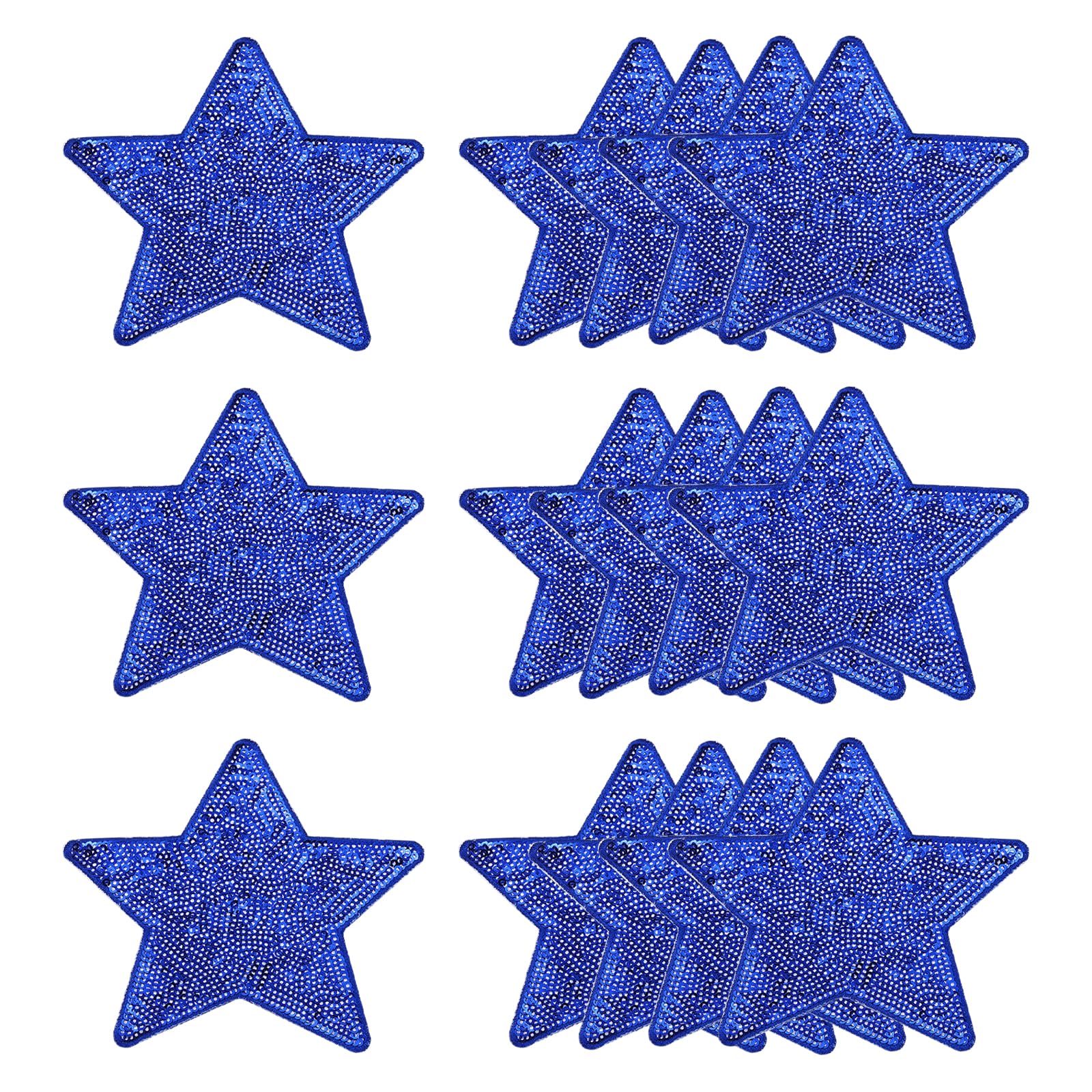 Photo 1 of MECCANIXITY 20 Pcs Sequin Star Iron on Patches, 5 x 4.7 Inch Embroidery Sequin Patches for Clothing Repair Backpack Shoes Decoration, Deep Blue