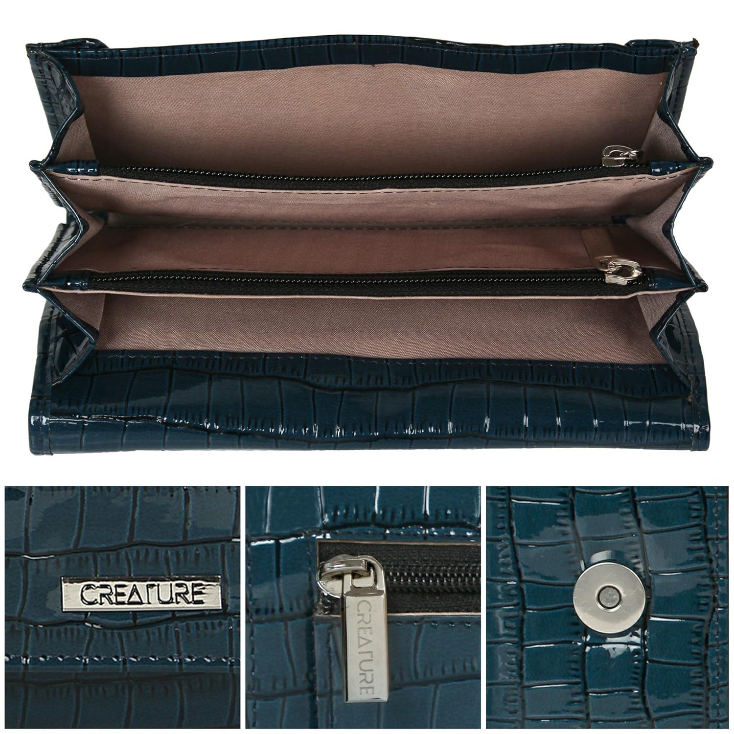 creature handcrafted glossy women's clutch(color-blue||cl-04)