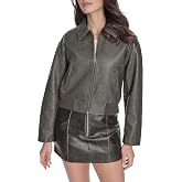 Levi's Women's Faux Leather Bomber With Laydown Collar | Faux Leather, Laydown Collar, Center Front Zipper, Rib Knit Hem, 2 Hidden-Zip Pockets, Adjustable Cuff Zippers, Everyday