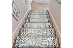 OJIA Non-Slip Stair Treads for Wooden Steps 15 Pack, 30"X8" Indoor Stair Runners Slip Resistant Stair Rugs Safety Mats for Dogs, Kids & Elders, Rubber Backed Carpet Stair Treads Stair Covers