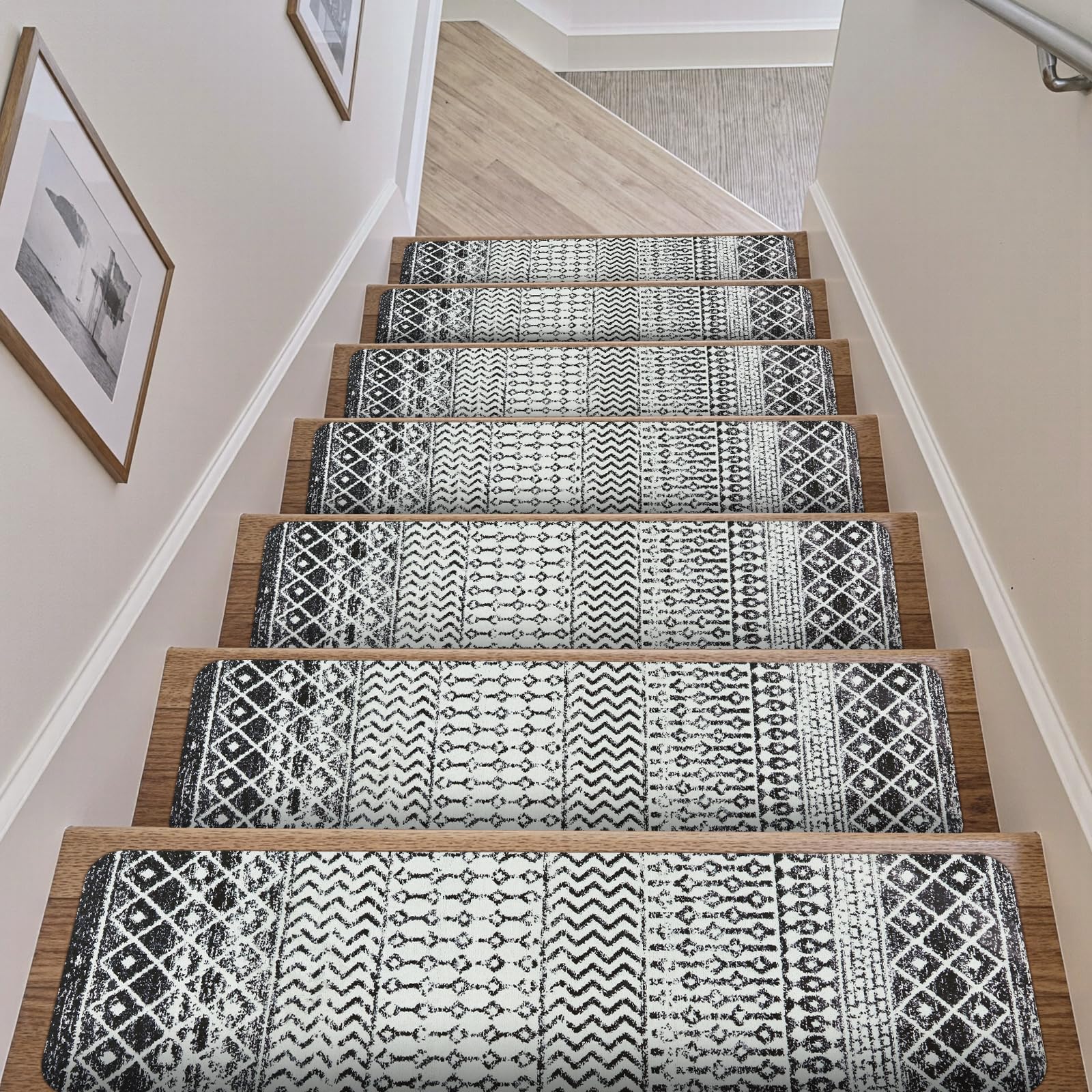 Photo 1 of OJIA Non-Slip Stair Treads for Wooden Steps 15 Pack, 30"X8" Indoor Stair Runners Slip Resistant Stair Rugs Safety Mats for Dogs, Kids & Elders, Rubber Backed Carpet Stair Treads Stair Covers