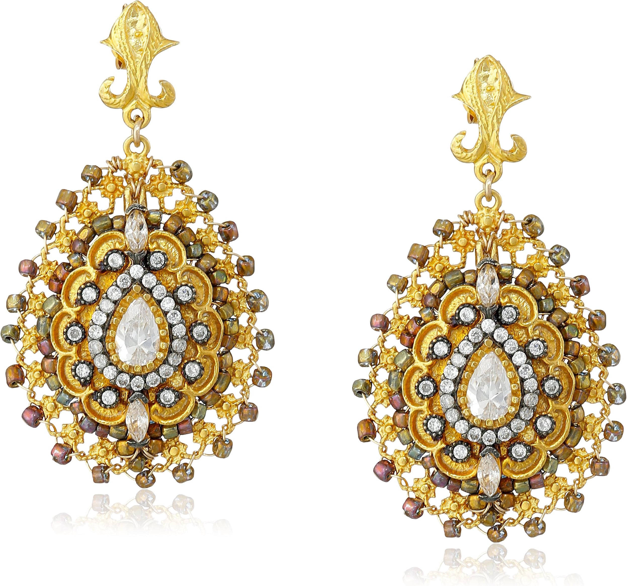 Azaara Florentine Sahara Bead Teardrop Earrings