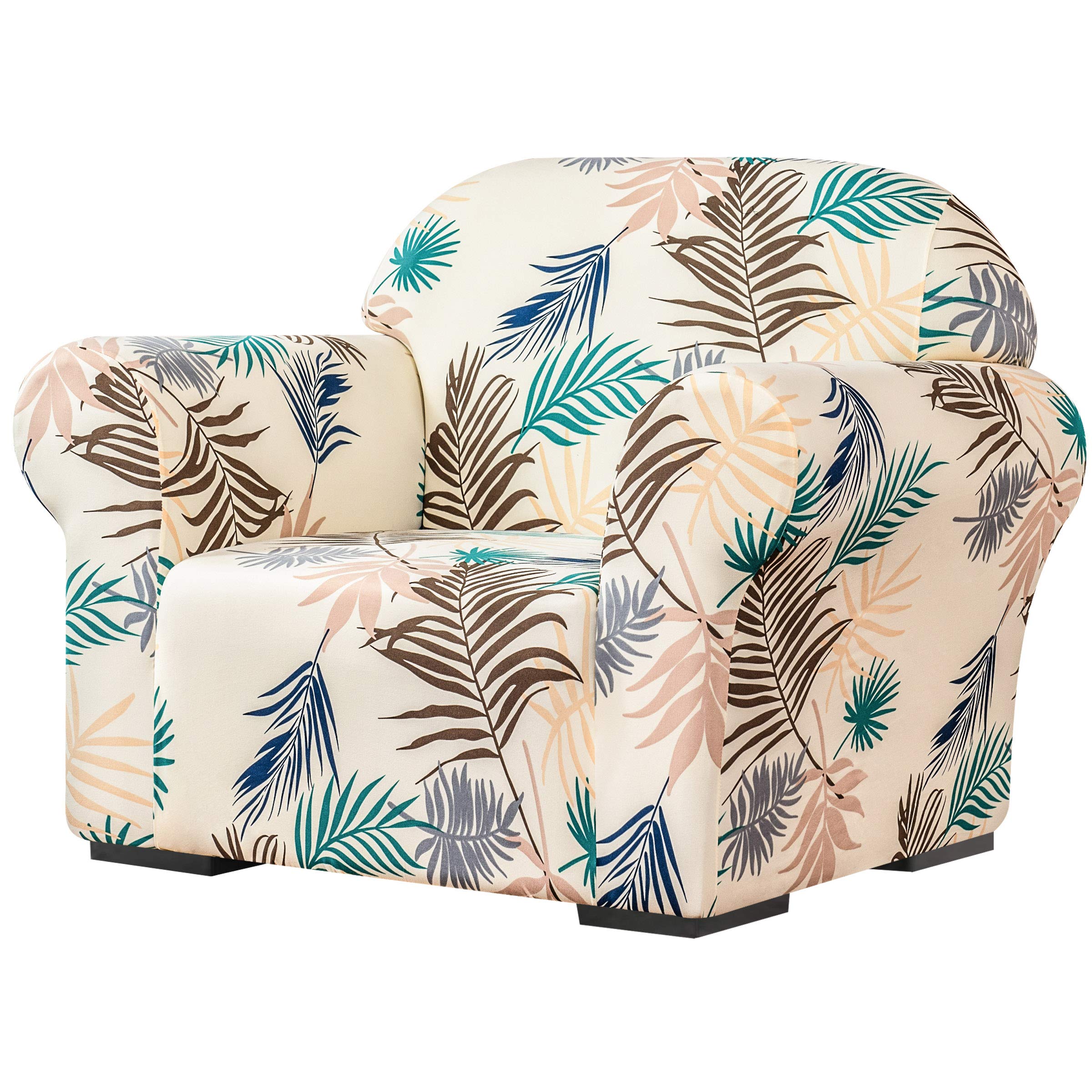 SU SUBRTEX Soft Stretch Sofa Cover 1 Piece Leaf-printed Washable Covers Chair Furniture Protector Elastic Couch Slipcovers for Kids/Dogs(Chair, Yellow)