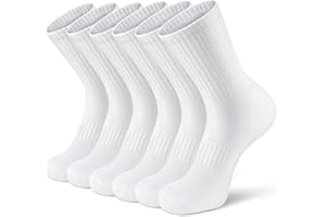 Airacker Athletic Socks Sport Running Calf Socks Performance Cushioned Breathable Crew Socks for Men Women(6 Pairs)