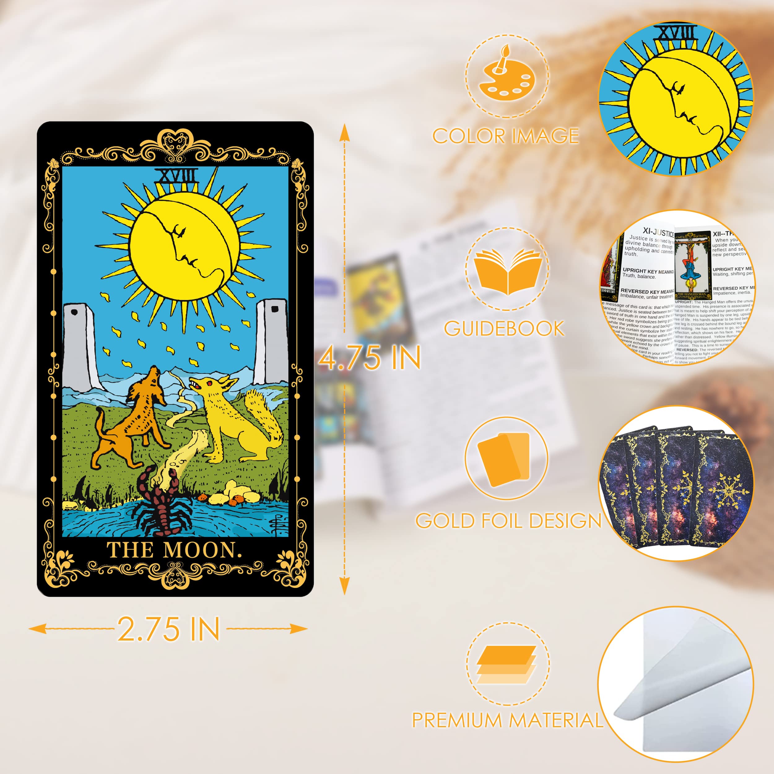 Mua Tarot Cards with Guide Book, 78 Black Original Tarot Cards Deck ...