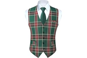 HISDERN Men's Suit Vest Business Suit Vests for Men Formal Slim Fit Solid Wedding Dress Waistcoat for V-Neck Tuxedo Vest