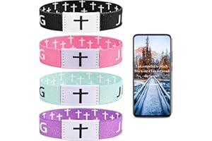 Pmormyy 4PCS Daily Bible Verse Jesus is King Bracelet, Christian Jesus Wearable Wristband for Women Men