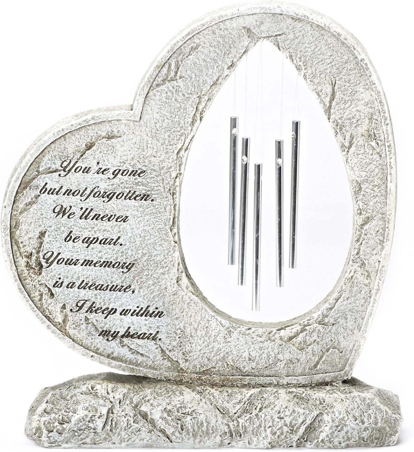 Hardscaping Materials - Roman Your Memory Treasure Within Heart 12 Inch Resin Stone Garden Chime Figurine