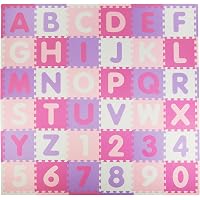 Tadpoles Soft EVA Foam 36 Piece ABC Playmat Set, Pink/Purple, 74x 74 (36 Sq Feet)
