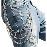 SABOZE Pants Chain Wallet Chain, Gothic Punk Biker Jean Accessory | Durable Alloy Links, Solid Metal Spikes & Secure Lobster Clasps For Belt Loops, Jeans, Wallets