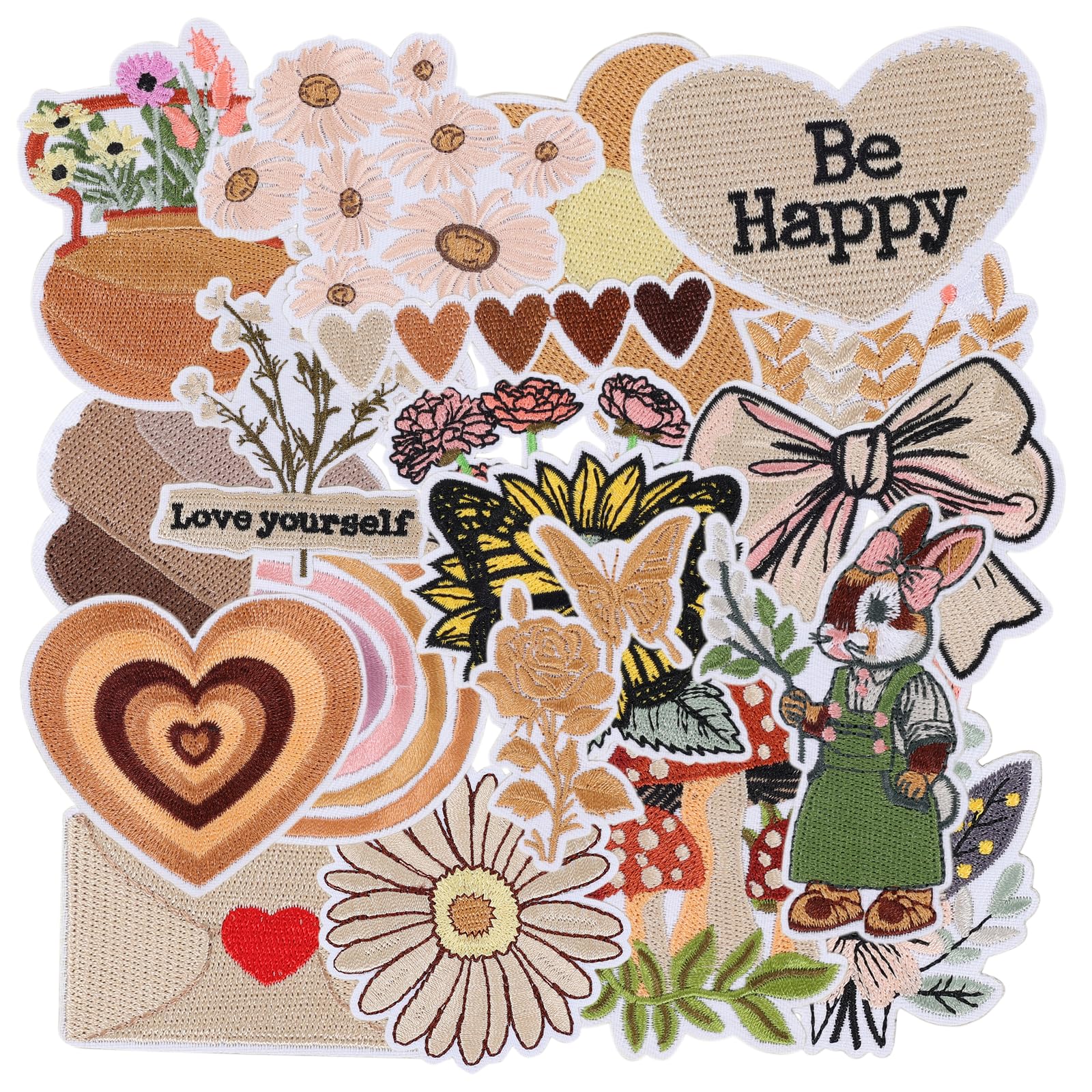 Photo 1 of 20 PCS Vintage Embroidered Iron On Patches for Clothes,Girly Aesthetic Sew On Applique Patches for Women,Cute Boho Embroidery Patch for Hat,Backpack,Jackets,Jeans