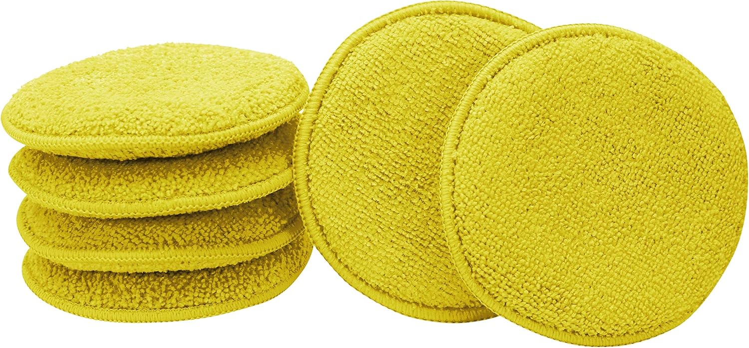 Mothers 156801 Yellow Microfiber Ultra Soft Applicator and Cleaning Pads (Six 5 Inch Pads): Automotive