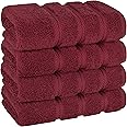 American Soft Linen Luxury Hand Towels for Bathroom, 100% Cotton Turkish 4 Piece Hand Towel Set, 600 GSM Hand Face Towels for Kitchen, Bordeaux Red Hand Towels