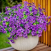 AXYLEX Artificial Flowers for Outdoors Fake Plants - 16 Bundles Fake Plants UV Resistant No Fade Faux Plastic Greenery Home Garden Porch Patio Decoration Office Indoor (Purple)