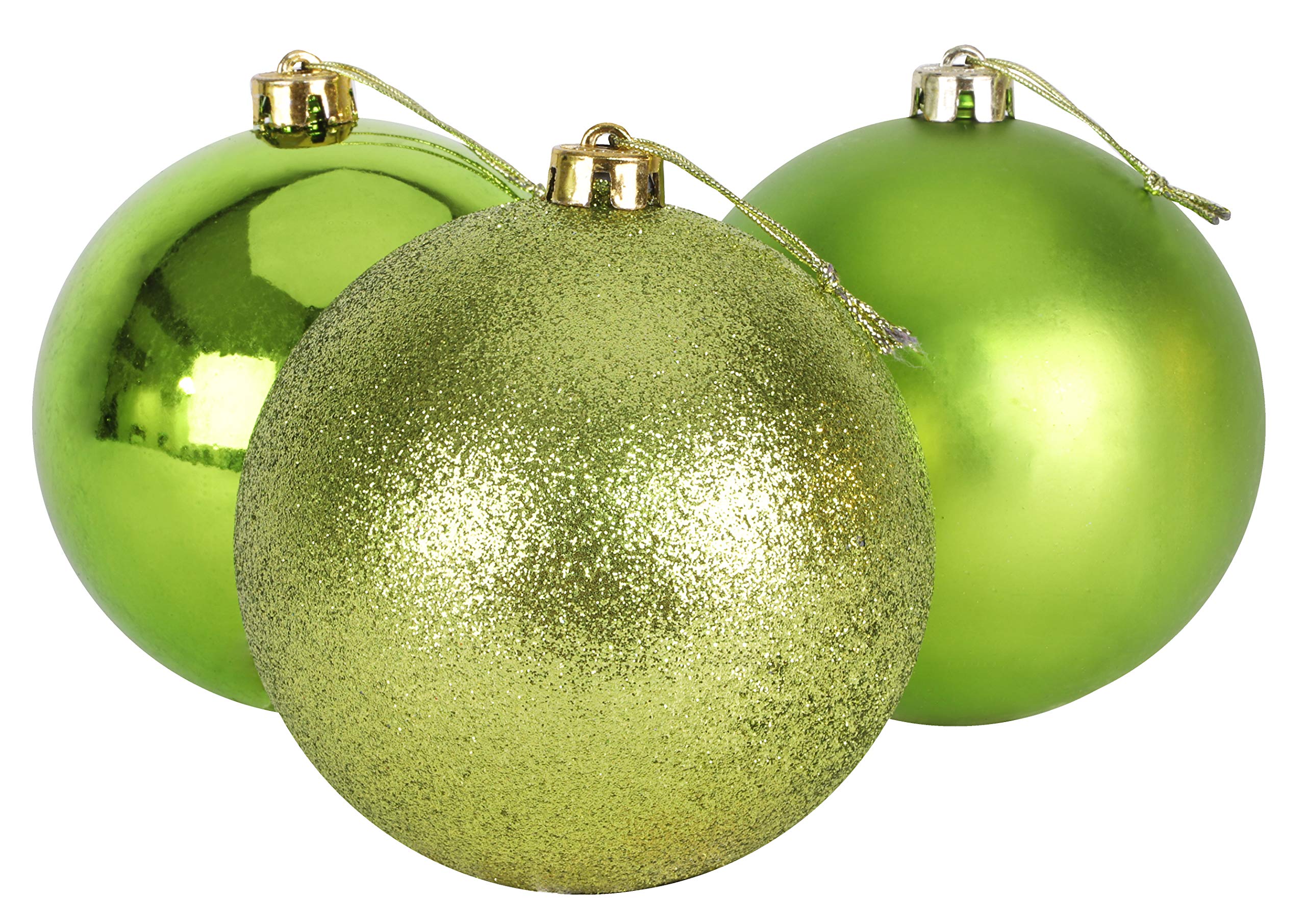Christmas Concepts® 3-150mm (6") Extra Large Baubles - Shiny, Matte & Glitter Design - Christmas Decorations (Lime Green)