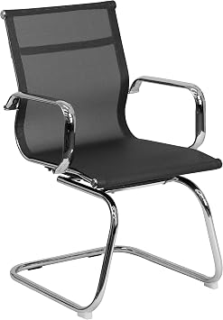 Amazon Com Flash Furniture Transparent Black Mesh Side Reception Chair With Chrome Sled Base Furniture Decor