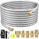 24Ft High Pressure Braided Propane Hose Extension and fittings with Conversion Coupling 3/8" Flare to 1/2" Female NPT, 1/4" Male NPT, 3/8" Male Flare for BBQ Grill, Fire Pit, Heater
