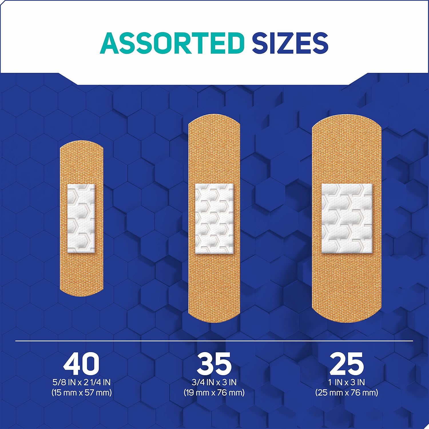 Care Science Antibacterial Fabric Adhesive Bandages, 100 ct Assorted Sizes | Flexible + Breathable Protection Helps Prevent Infection for First Aid and Wound Care: Health & Personal Care