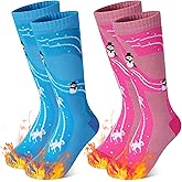 GRPSKCOS Kids Ski Socks 2 Pairs Girls Warm Thick Snow Socks for 3-12 Years Boys Girls