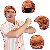 Watt's Wigs - Chill Guy Allan Wig - Movie Quality Short Synthetic Layered Red Allen Doll Costume Hair for Men with Adjustable Wig Cap