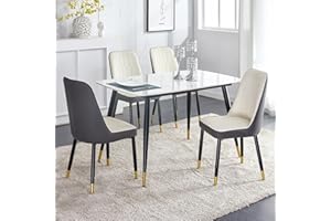 UELKS Table and Chairs Set of 4, Dining Room Table Set for 4, Sintered Stone Kitchen Table Top and Modern Chairs Set of 4 for Kitchen Dining Room, Small Space