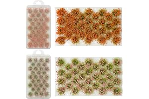 Woohome 64 PCS Miniature Colorful Flower Cluster, 2 Color Static Grass Tuft Model Grass Tufts Flower Vegetation Groups Static