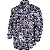 BOCOMAL FR Shirts Printed Paisley/Hawaii Lightweight Pearl Snaps/Button Down Flame Resistant NFPA2112 CAT2 Work Shirt