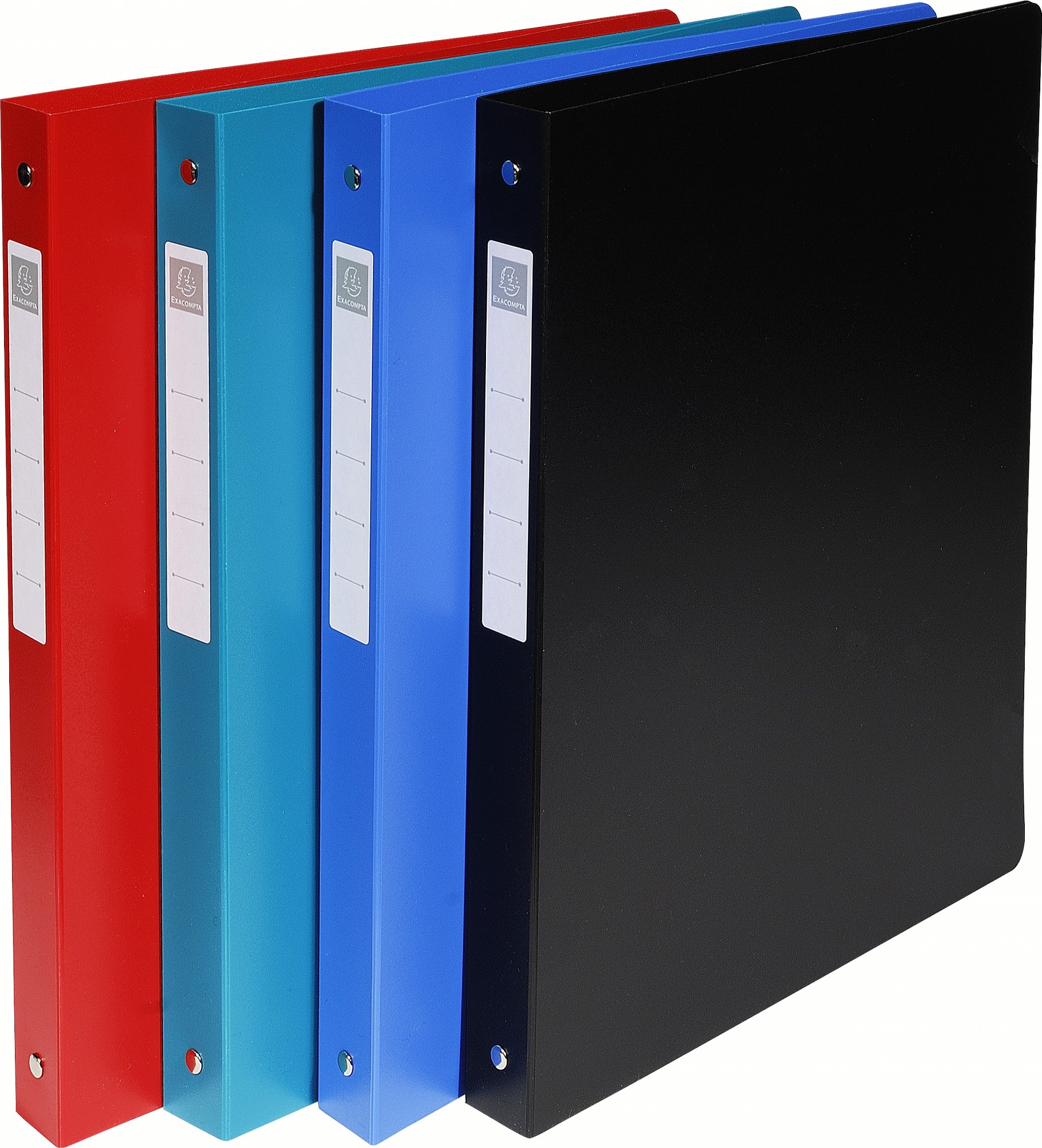 Exacompta - Ref. 51290E - 1 Rigid binder with OPAK label - 4 round rings, diameter 20 mm - Spine 30 mm - External dimensions: 32 x 26.8 cm - Format to file A4 Maxi - 4 random colors