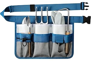 WINHUNT Garden Apron for Women, Adjustable Tool Belt with 8 Pockets - Heavy Duty Oxford Work Belt for Gardening, Construction (Blue)
