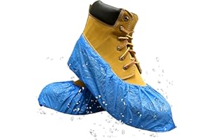 INNOVATIVE HAUS Extra Large Blue Waterproof Disposable Boot and Shoe Covers. Plastic Shoe Covers Disposable. Non-Slip Indoor Booties. 100 Pack