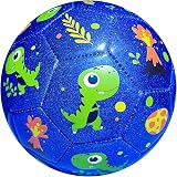 INPODAK Kids Football Size 3 Glitter Blue Dinosaur with Pump
