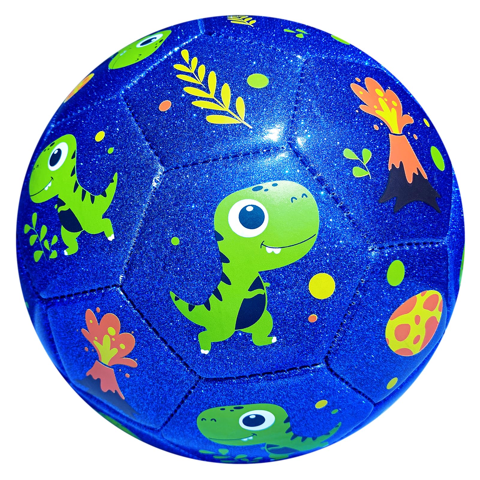 INPODAK Kids Football Size 3, Toddler Football for Age 1-6, Soccer Ball with Pump, Small Ball for Garden Lawn Indoor Outdoor,Gift for Boys Girls 1 2 3 4 5 Years Old,Glitter Blue Dinosaur