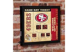 TEAM SPORTS AMERICA NFL San Francisco 49ers Scoreboard Digital Wall Clock with Bluetooth Speaker, Vintage Wall Decor for Sports Man Cave, Game Rooms, Gift for Football Fans
