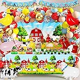 Farm Birthday Decorations Farm Animal Theme Birthday Party Supplies Include Barn Animal Balloons Backdrop Banner Cake Topper Tablecloth Honeycomb Centerpieces for Farm Theme Party Decor (Farm Animal)