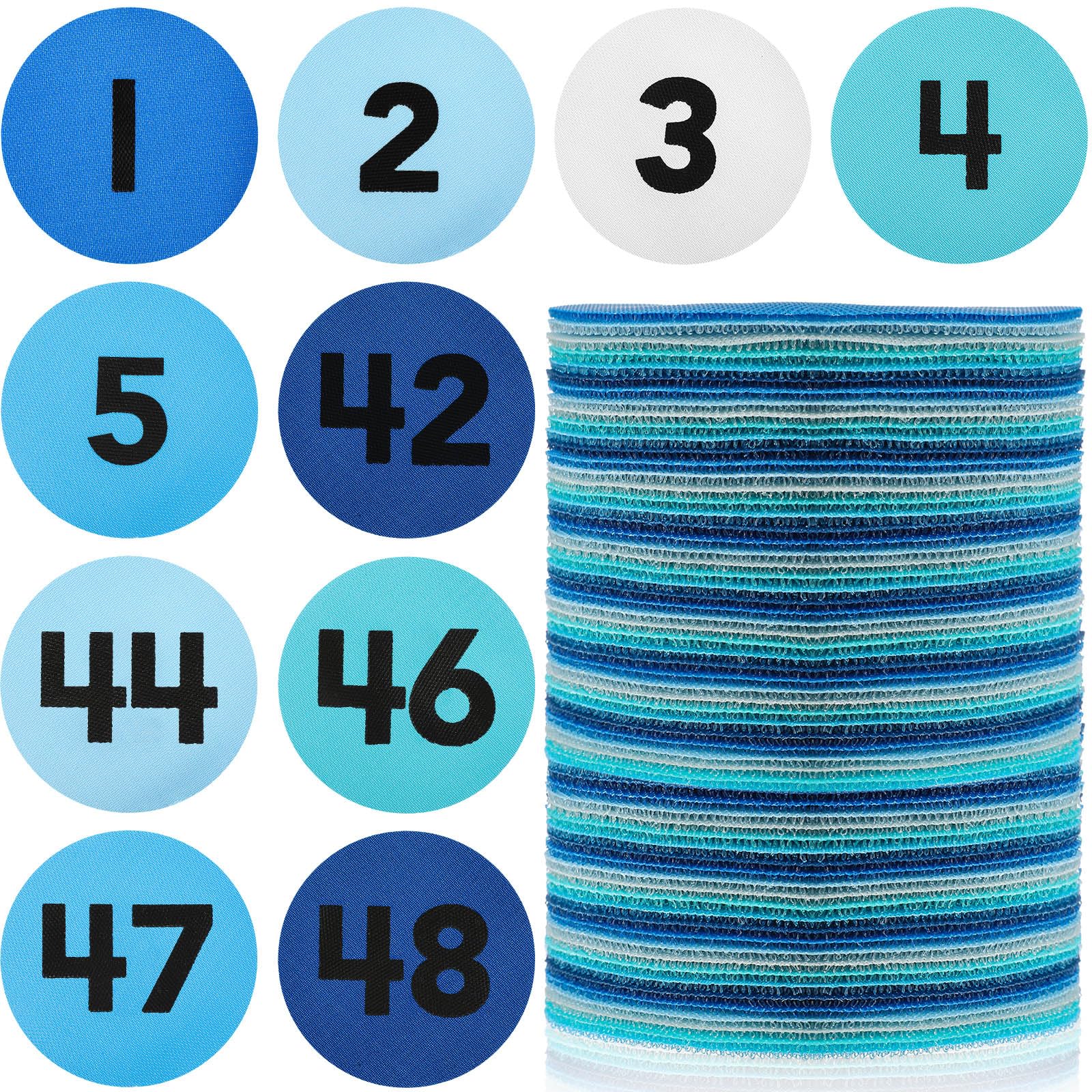 Photo 1 of Ireer 48 Pcs Carpet Marker Spots, Carpet Dots with Number 1-48, Line up Spots for Classroom Rug,4 Inch Floor Dots for Teacher Supplies, Classroom Decoration (Black?Blue Gray)