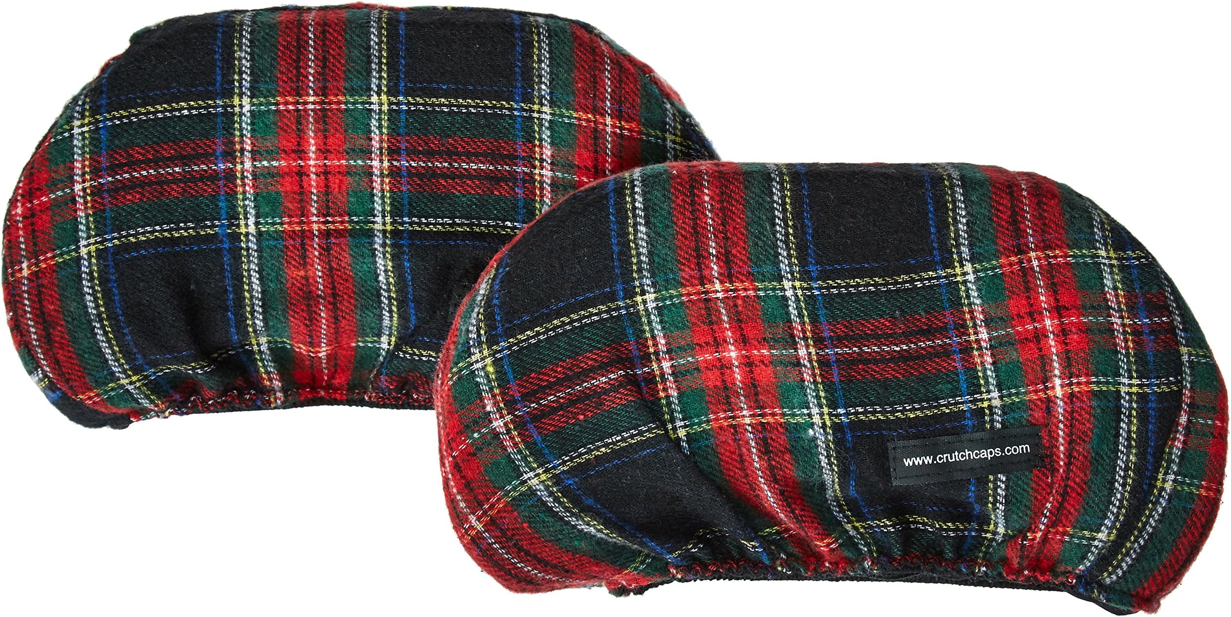 Crutch Caps Adults Underarm Crutch Pads, Black/Red/Green/Yellow, Black Plaid, Large