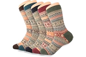 LOCONHA Womens Wool Socks 5 Pairs Winter Warm Sock Thick Knit Cabin Cozy Crew Soft Socks Gifts for Women