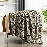 JONIYEAR Decorative Brown Leopard Print Faux Rabbit Fur Throw Blanket for Couch 50" x 60",Double Sided Soft Thick Warm Cheetah Blankets for Winter, Cute Cozy Plush Animal Printed Blanket for Women