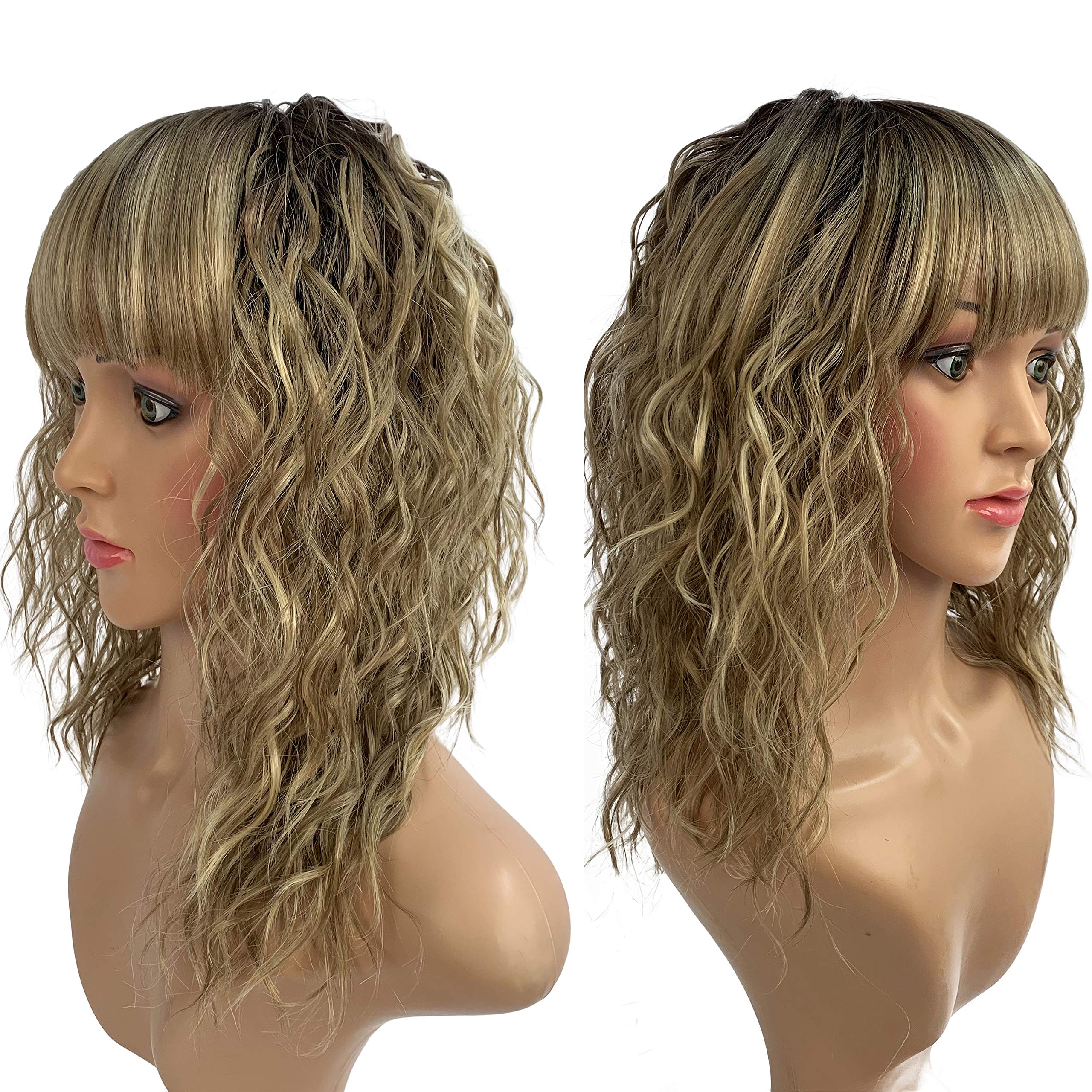 SLEEK 2020 New 17'' Synthetic Curly Wig With Bang FRIDA Fashion Wig Cosplay Wig Ombre Brown Wig for Black Women Heat Resistant Fiber Adjustable Cap 150G-TT8/16/613