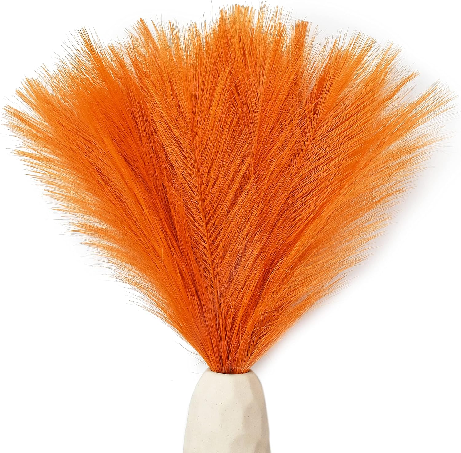 Dried & Preserved Flora - Mandy's 20pcs Orange Silk Pampas Grass Artificial Flowers 18