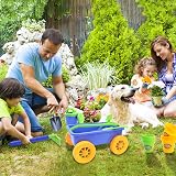 deAO Pull Along Kids Wagon Wheelbarrow Garden Play Set with 10 Accessories view 7