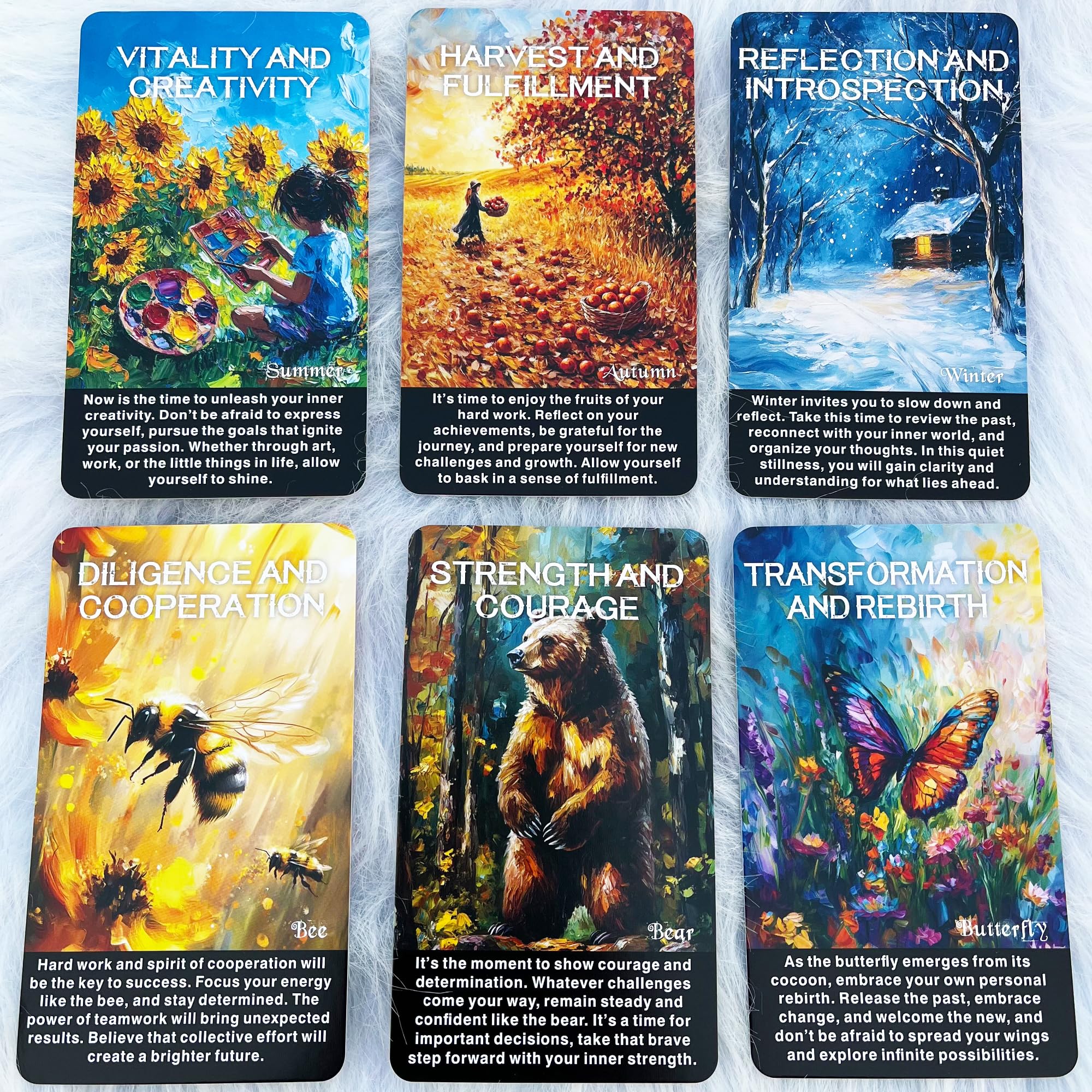 GZXINKE Nature and Seasons Oracle Deck, Phases and Forests Oracle Deck for Beginners, 54 Cards for Intuition, Healing, and Personal Growth, Animal Symbols, Moon, Seasonal Shifts