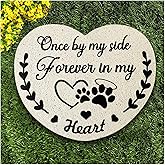 DUMING-IN Pet Memorial Stones for Dogs, Garden Resin Dog Memorial Gifts for Loss of Dog, Heart-Shaped Loss of Dog Sympathy Gift, Once by My Side Forever in My Heart Dogs Memorial Stones