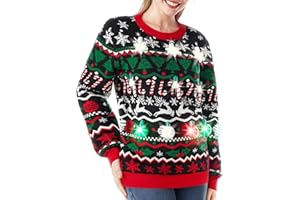 Giggling Getup Ugly Christmas Sweaters for Women, Light Up Christmas Sweater, Reindeer Ugly Christmas Sweater