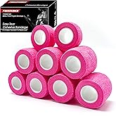 FRESINIDER 9 Rolls Self Adhesive Wrap Athletic Tape Gauze, Breathable Elastic Cohesive Bandage for Sports Injury & Pet (7 Pcs 2" x 5 Yards + 2 Pcs 1" X 5 Yards) (Pink)