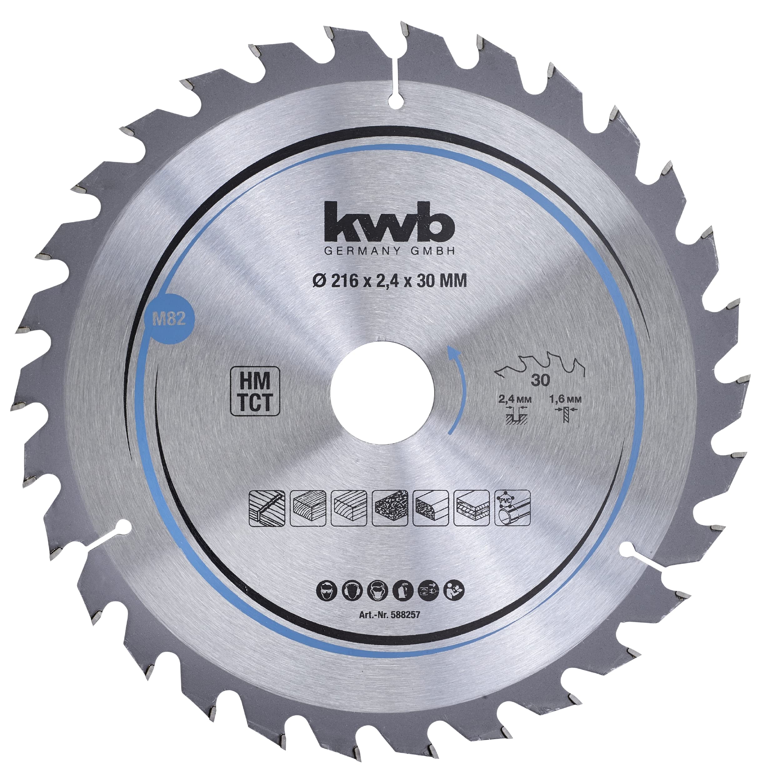 KWB Circular Saw Blade 216 X 30 MM - Fast Cutting, Suitable for Soft and Hardwood, Carpentry Boards, and CHIPBOARD