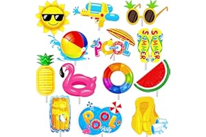 C L COOPER LIFE 36pcs Summer Pool Cupcake Toppers Decorations Summer Theme Birthday Party Decorations Pool Party Cupcake Picks Decorations for Hawaii Beach Pool Theme Wedding Baby Shower Birthday Party Supplies