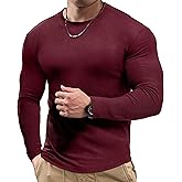 JMIERR Mens Muscle Shirt Slim Fitted Long Sleeve Anti-Wrinkle Casual Workout Gym T Shirts Crewneck