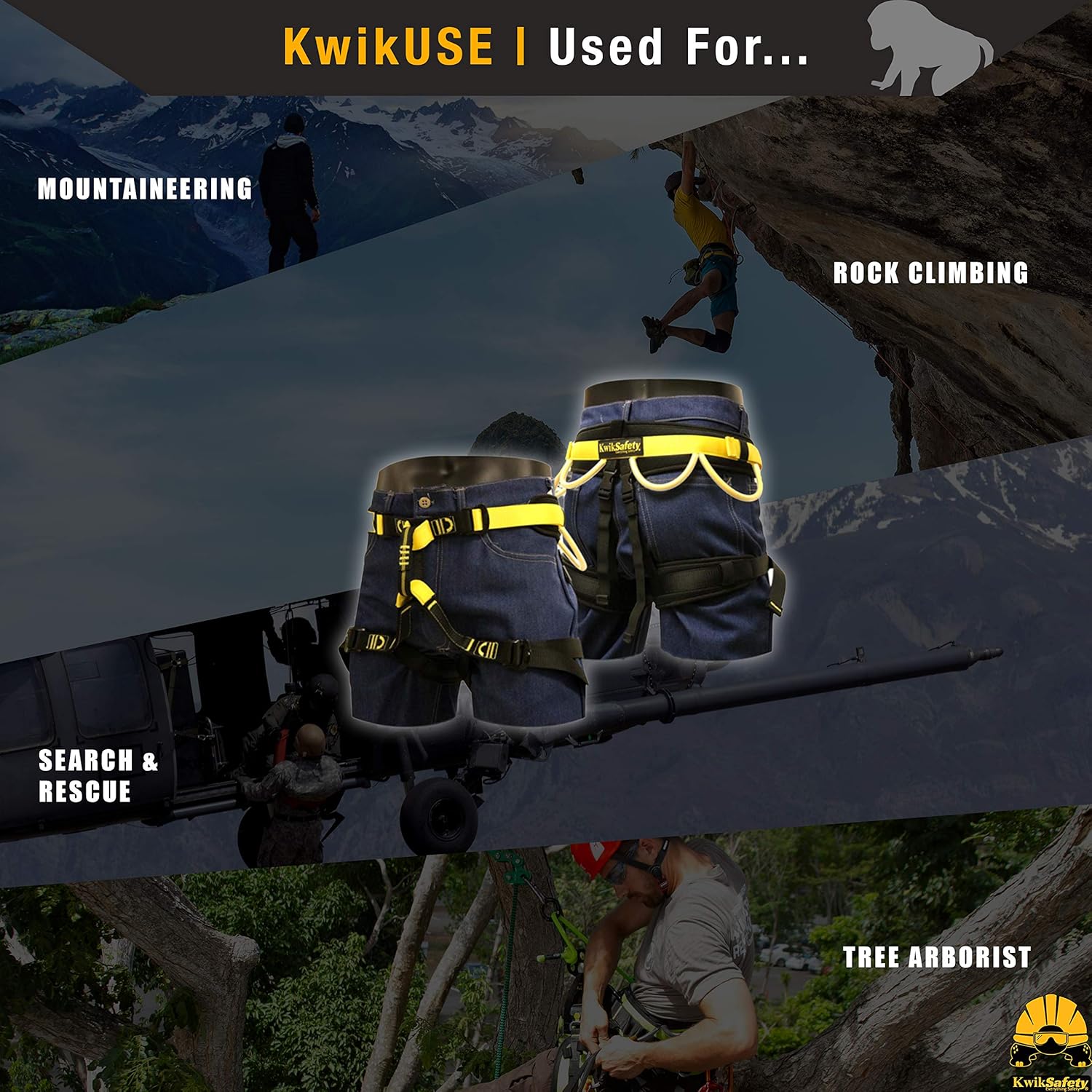 KwikSafety (Charlotte, NC Mandrill (Combo Pack) Comfort Climbing Harness, Heavy Duty Locking Carabiner, Tool Lanyard & Clip, Lightweight Padded Adjustable Half Body Waist Belt 310lb Limit Mountain : Sports & Outdoors