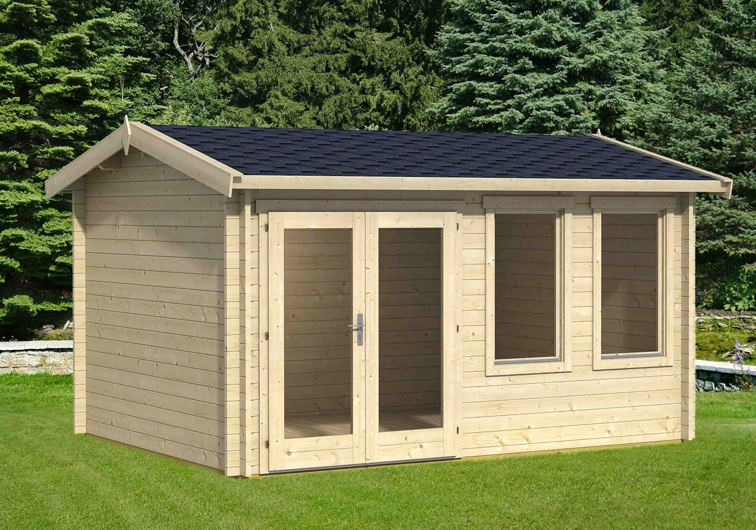 Gartenhaus G223 inkl. Fußboden 40 mm Blockbohlenhaus, Grundfläche 11